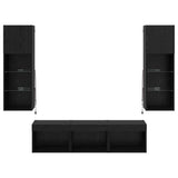 TV Wall Units Wall-mounted 5 pcs Black Oak Engineered Wood 3402925
