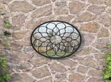 Garden Mirror Black 60x3 cm Iron Round for Outdoor Use 318368