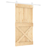 Sliding Door Natural and White 100 x 210 cm Solid Pine Wood 3445193