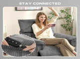 Corduroy Electric Massage Recliner - Grey T3398P553390