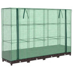 ZNTS Raised Bed with Greenhouse Cover Rattan Look 160x40x123 cm 4015798