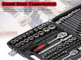 216 PCS Socket Set 1/4 3/8 1/2" Spanner Drive Ratchet Wrench Mechanic Tool Kit 93790399