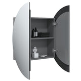 Bathroom Cabinet with Round Mirror&LED Grey 54x54x17.5 cm 345589