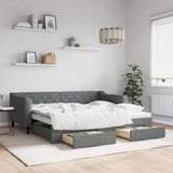 Daybed with Trundle&Drawers without Mattress Dark Grey 90x190 cm Single 3197500