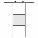 Sliding Door with Hardware Set Black 76x205 cm Tempered Glass 3375817