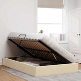 Storage Bed with Mattress Creme 120 x 200 cm Fabric 3370008
