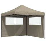 Foldable Party Tent Pop-Up with 2 Sidewalls Taupe 4004923