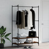Clothes Rack with Shelves Brown Oak Engineered Wood 834204