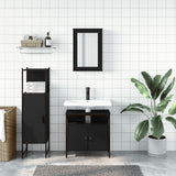 ZNTS 3 Piece Bathroom Furniture Set Black Engineered Wood 3214815