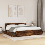 Bed Frame with Headboard without Mattress Smoked Oak 180x200 cm Super King 3295545