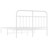 Bed Frame White Steel Double Size Bed Frame Rectangular 352628