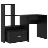 Desk with Shelf Black Oak 131.5 x 50 x 106.5 cm Engineered Wood 3337266