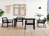 5 Piece Outdoor Dining Set PVC Rattan Black 3058285