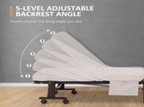 Folding Bed with Mattress, Single Guest Bed, Portable Fold Bed with Adjustable Backrest, Metal Frame T3398P329587