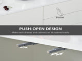 High Gloss Side Cabinet, Push-Open Design with 2 Drawers and 2 Cabinets for Living Room, 74H 117W T3398P377978