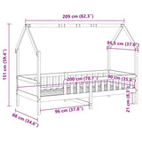 Kids' House Bed Frame without Mattress White 90x200 cm Pine 850702