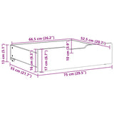 ZNTS Under-Bed Drawers with Wheels 2 pcs 75x55x17 cm Solid Wood Pine 850932