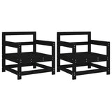 Garden Chairs 2 pcs Black Solid Wood Pine 825496