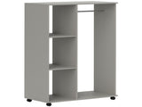 Open Wardrobe on Wheels, Bedroom Wardrobe with Clothes Hanging Rail, 3 Storage Shelves, Mobile T3398P328093