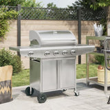Gas BBQ Grill with 5 Burners Silver Stainless Steel 3214256