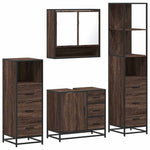 ZNTS 4 Piece Bathroom Furniture Set Brown Oak Engineered Wood 3301289