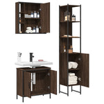 ZNTS 3 Piece Bathroom Cabinet Set Brown Oak Engineered Wood 3214744
