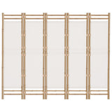 Folding 5-Panel Room Divider 200 cm Bamboo and Canvas 350625