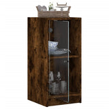 Side Cabinet with Glass Doors Smoked Oak 35x37x75.5 cm 836403