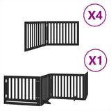 Dog Gate with Door Foldable 12 Panels Black 960 cm Poplar Wood 3155684