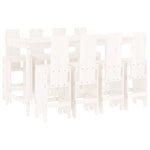 9 Piece Garden Bar Set White Solid Wood Pine 3157788