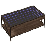 ZNTS Coffee Table with Infinity LED Brown Oak 90x50x38 cm 847711