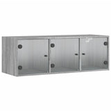 Wall Cabinet with Glass Doors Grey Sonoma 102x37x35 cm 836516