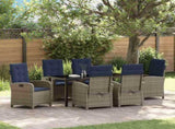 Garden Dining Set with Cushion 7 pcs Grey Poly Rattan 3380355