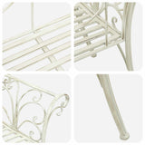 Garden Bench 2-Seater 130 x 47 x 90 cm Steel Antique White 42029544
