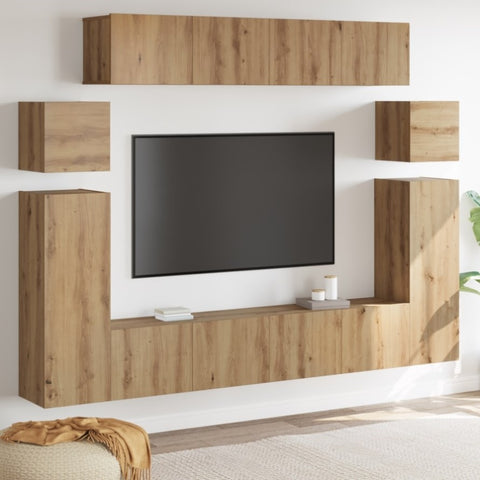 ZNTS TV Cabinet 8 pcs Brown 30.5 x 30 x 90 cm Engineered wood 3393389