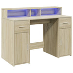 Desk with LED Lights Sonoma Oak 120x55x91 cm Engineered Wood 3309413