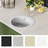 ZNTS Granite Kitchen Sink Single Basin Round White 144865