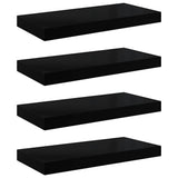 Floating Wall Shelves 4 pcs High Gloss Black 50x23.5x3.8 cm MDF 323768