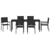 Garden Dining Set with Cushion 7 pcs Black Poly Rattan 3379707