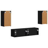 TV Cabinet Set 4 pcs Black Engineered Wood 3409151