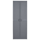 Garden Storage Cabinet Grey 65x45x172 cm PP Rattan 364063