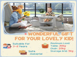 Five-Piece Kids Table and Chairs Set with Storage, for Ages 3-8 Years, Grey T3398P379036