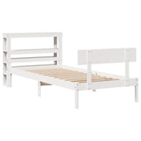 Bed Frame without Mattress White 90x190 cm Single Solid Wood Pine 3305787