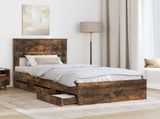 Bed Frame with Drawer Smoked Oak 90 x 200 cm Engineer Wood 3409881