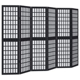 Room Divider 6 Panels Black Solid Wood Paulownia 358777