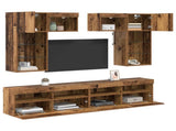 TV Wall Units Wall-mounted 6 pcs Black Oak Engineered Wood 3402788
