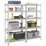 5-Layer Storage Shelves 2 pcs Silver Steel&Engineered Wood 4016948