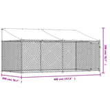 Dog Cage with Roof and Door Grey 4x2x2 m Galvanised Steel 3209568