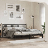 Metal Bed Frame without Mattress with Headboard Black 200x200cm 376331