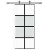 Sliding Door Black 90x205 cm Tempered Glass and Aluminium 155223